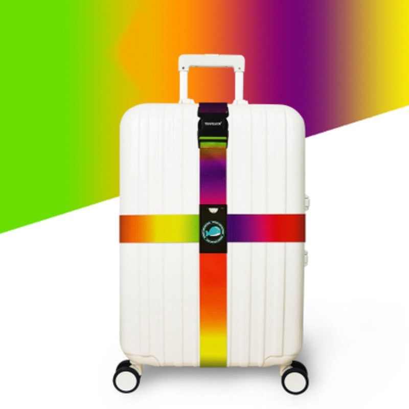 accessoire de voyage sangle arc-en-ciel