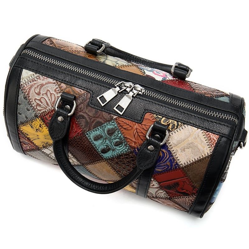 petit sac de voyage coloré en cuir véritable