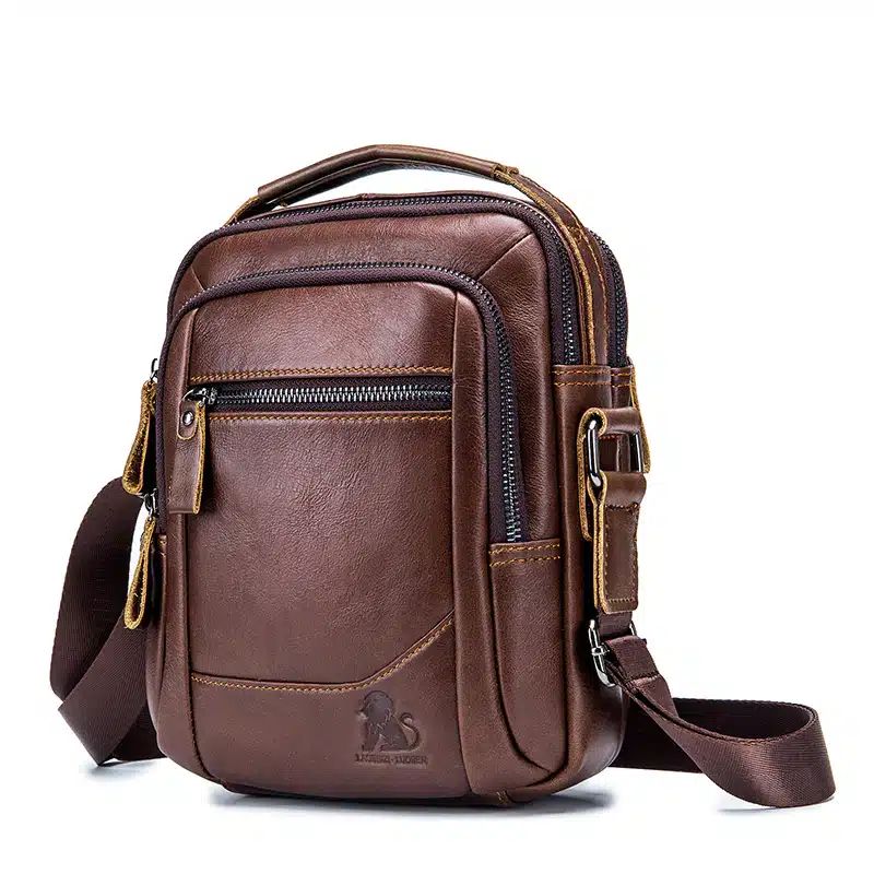 petit sac en cuir à bandoulière vintage pour homme