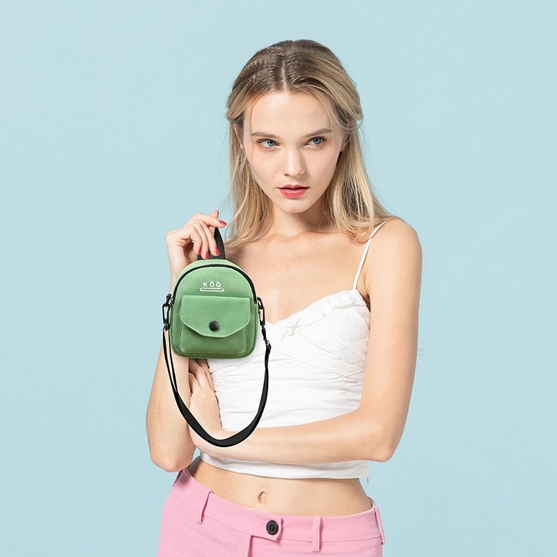 petit sac en toile mignon de couleur verte pour femme