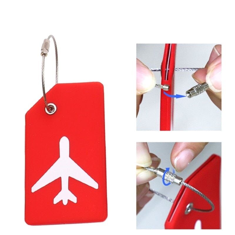 porte-étiquette bagage avion rouge