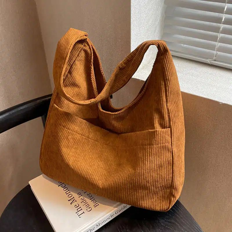 sac à bandoulière de velours côtelé pour femme
