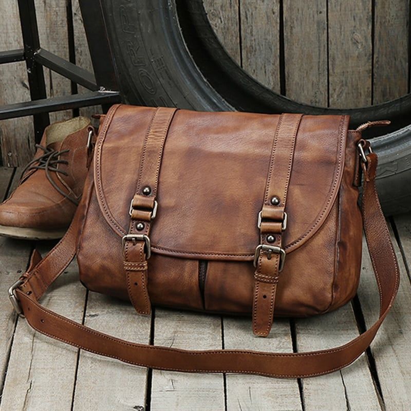 sac à bandoulière en cuir homme style vintage