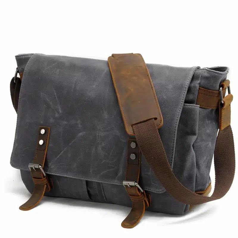 sac à bandoulière en toile de cire épaisse pour homme