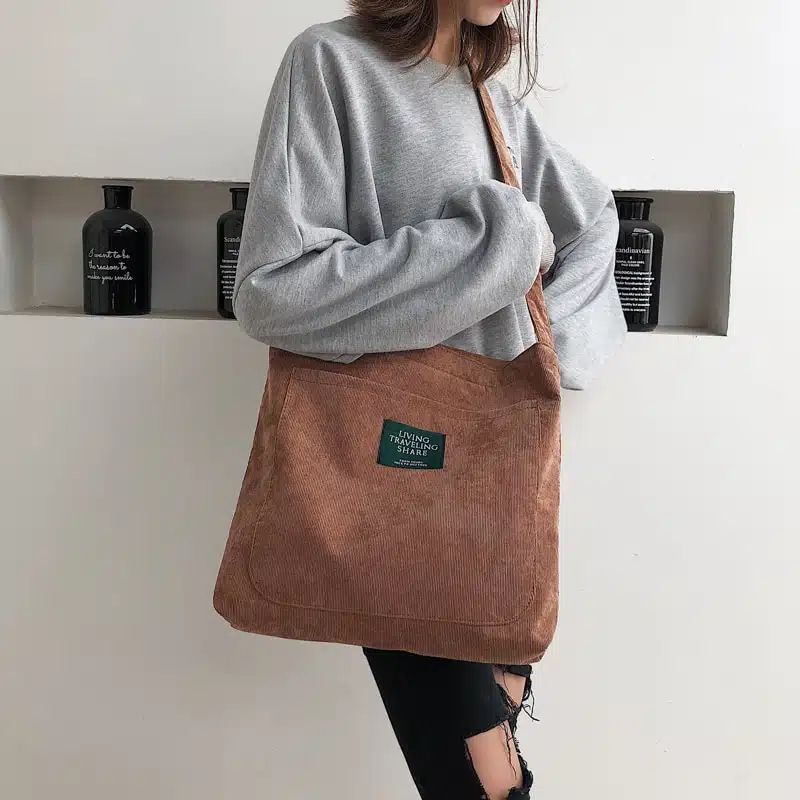 sac à bandoulière en velours côtelé