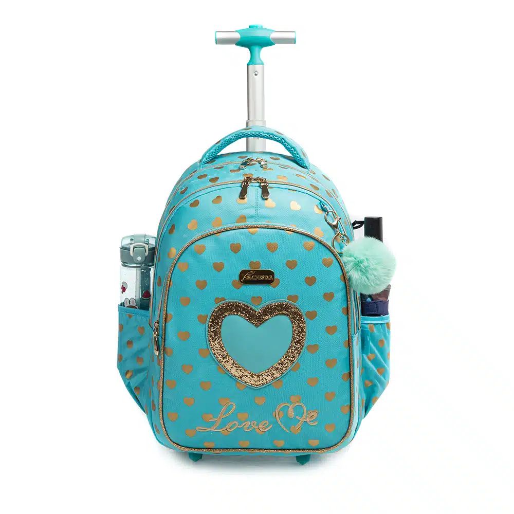 sac à dos à roulettes avec accessoires assortis