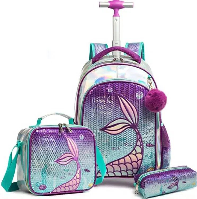 sac à dos bleu motif sirène pour fille