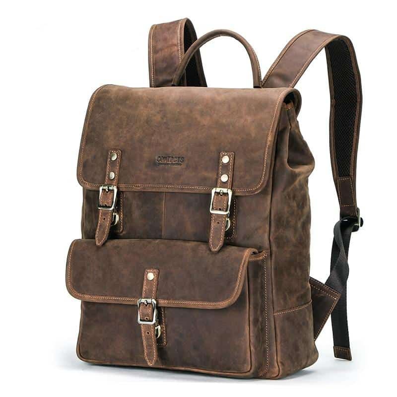 sac à dos d'affaires en cuir vintage