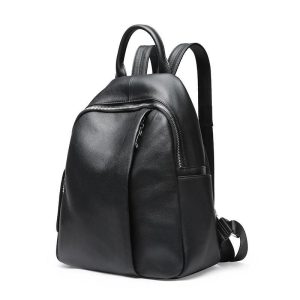 sac à dos de voyage classique en cuir noir