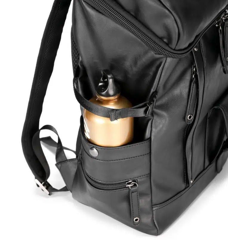 sac à dos de voyage en simili cuir noir