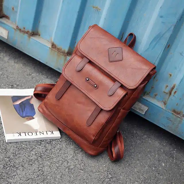 sac à dos de voyage en simili cuir style retro