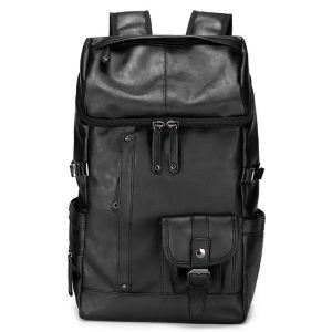 sac à dos de voyage souple en simili cuir noir