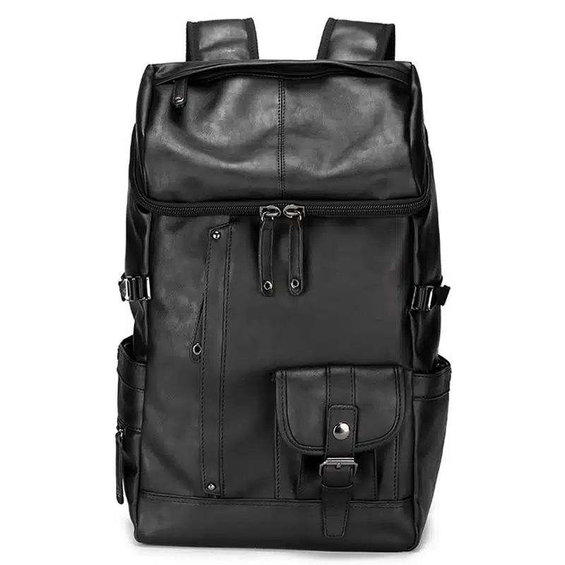 sac à dos de voyage souple en simili cuir noir