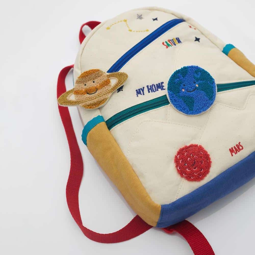 sac à dos en toile de coton pour enfant avec broderies