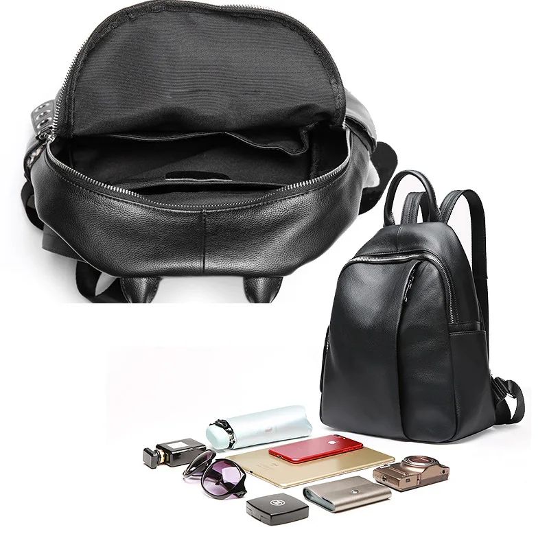 sac à dos noir classique en cuir