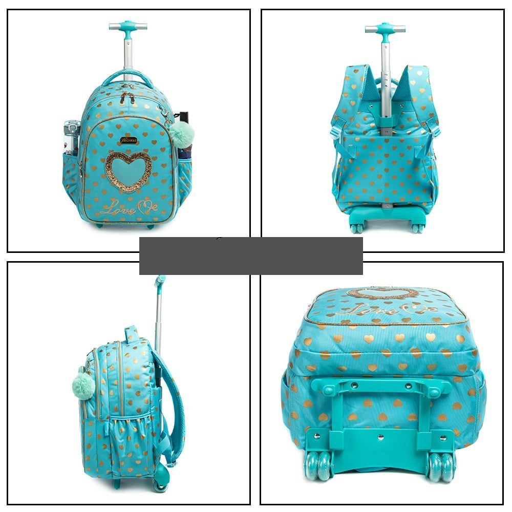 sac à dos turquoise fille avec trousse et sac à bandoulière