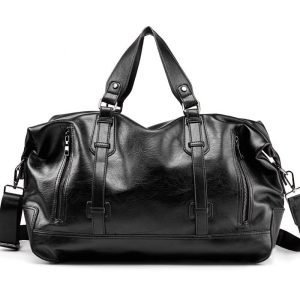sac à main de voyage tendance en simili cuir noir