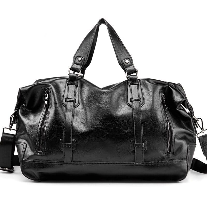 sac à main de voyage tendance en simili cuir noir