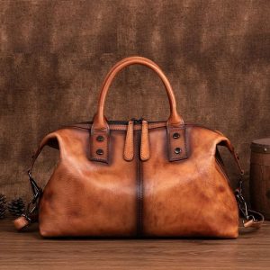 sac à main en cuir véritable vintage pour femme