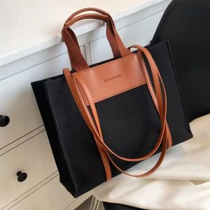 sac à main pour femmes en toile noire