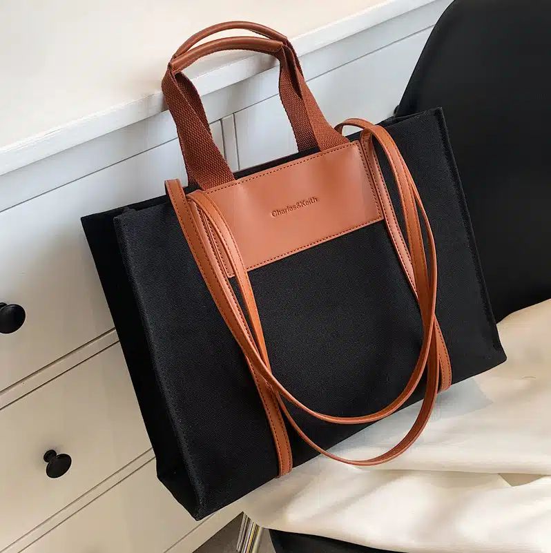sac à main pour femmes en toile noire