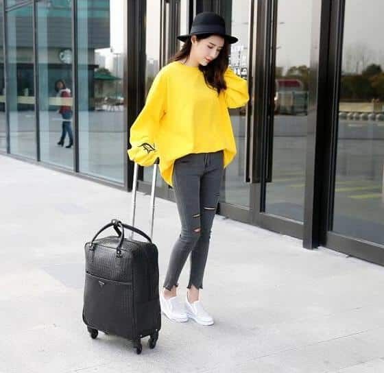 sac à roulettes pour femme en similicuir noir