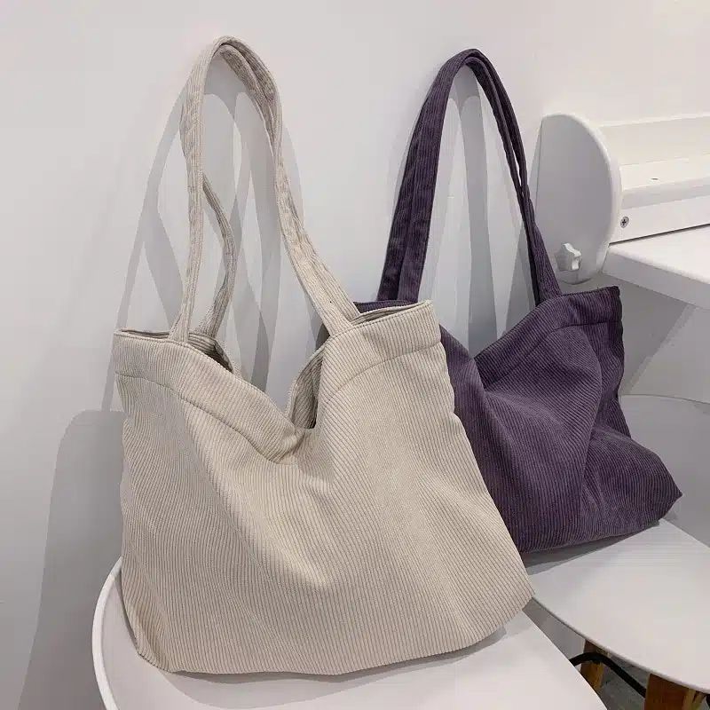 sac cabas en velours côtelé pour femme