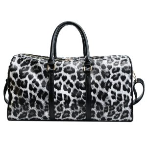 sac de voyage à bandoulière léopard simili cuir pour femme