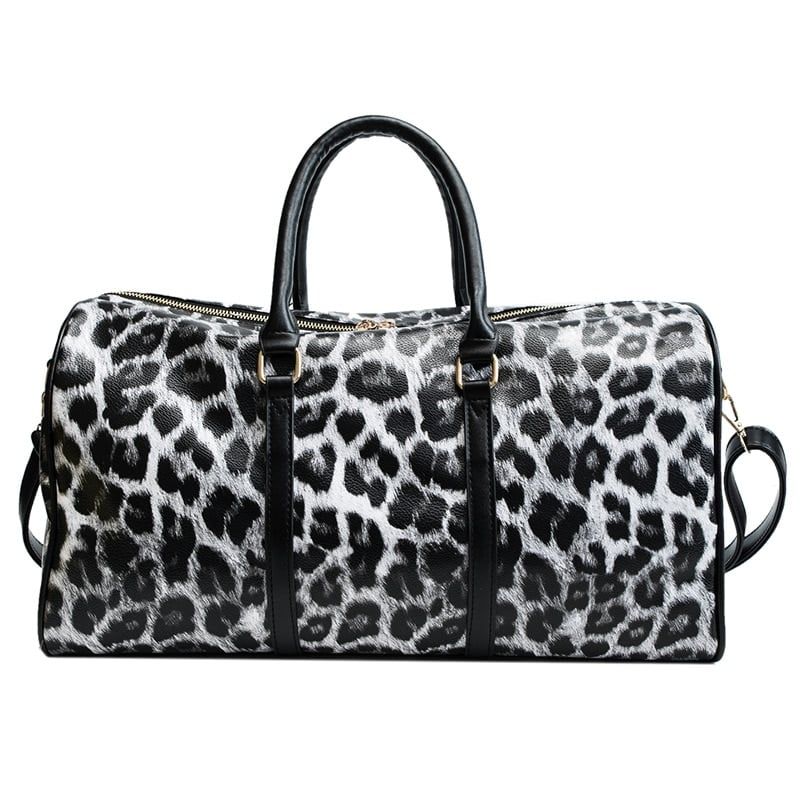 sac de voyage à bandoulière léopard simili cuir pour femme