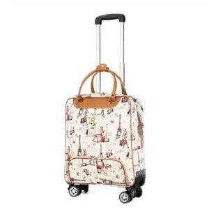 sac de voyage à roulettes beige pour femme