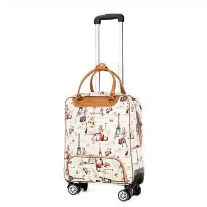 sac de voyage à roulettes beige pour femme