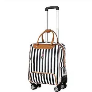 sac de voyage à roulettes noir et blanc à rayures