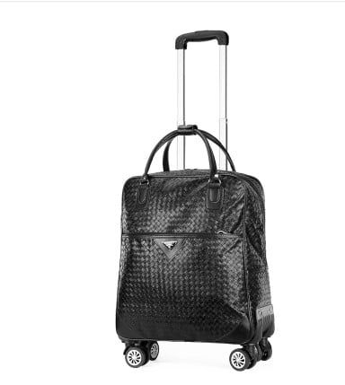 sac de voyage à roulettes pour femme en similicuir noir
