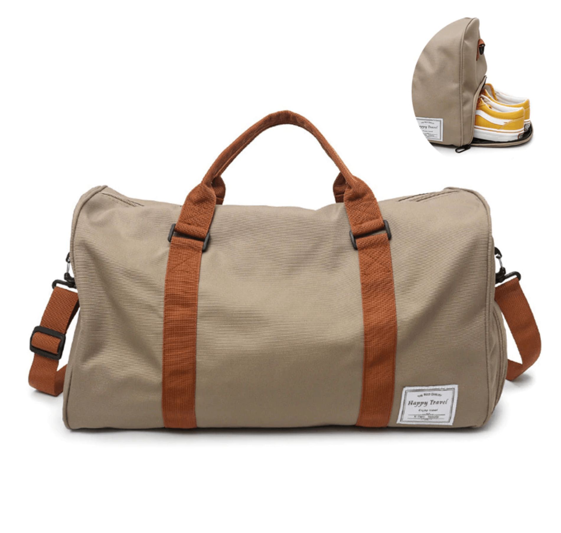 sac de voyage avec compartiment chaussures Happy Travel Camel