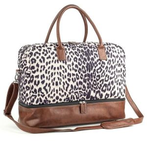 sac de voyage avec compartiment chaussures motif léopard