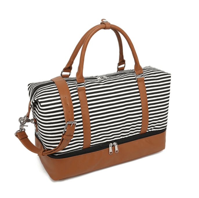 sac de voyage bandoulière en toile à motifs rayés