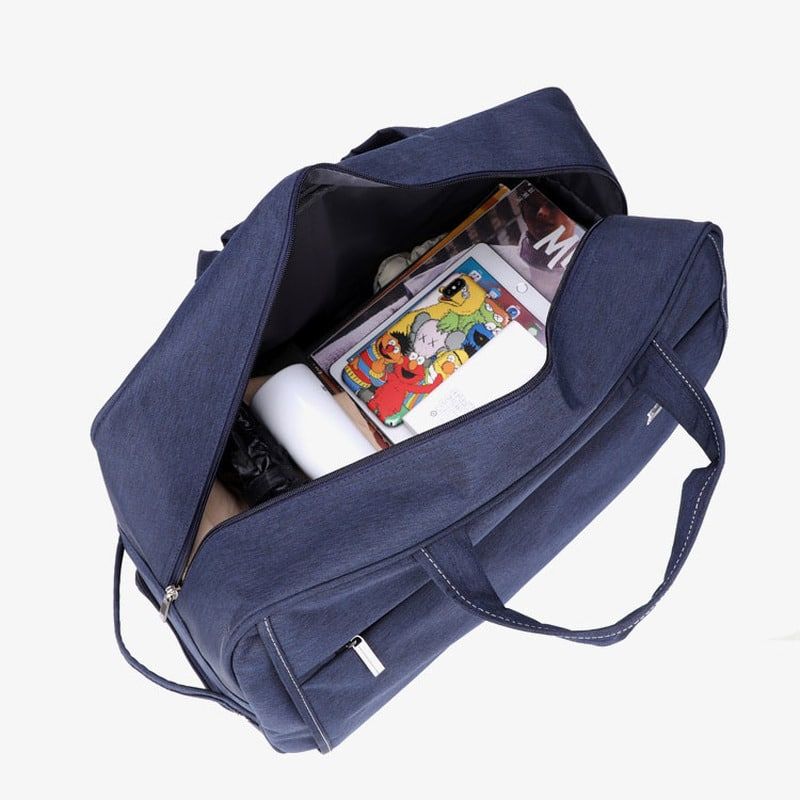 sac de voyage bleu épais à roulettes