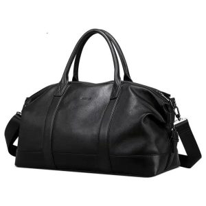 sac de voyage casual noir en cuir