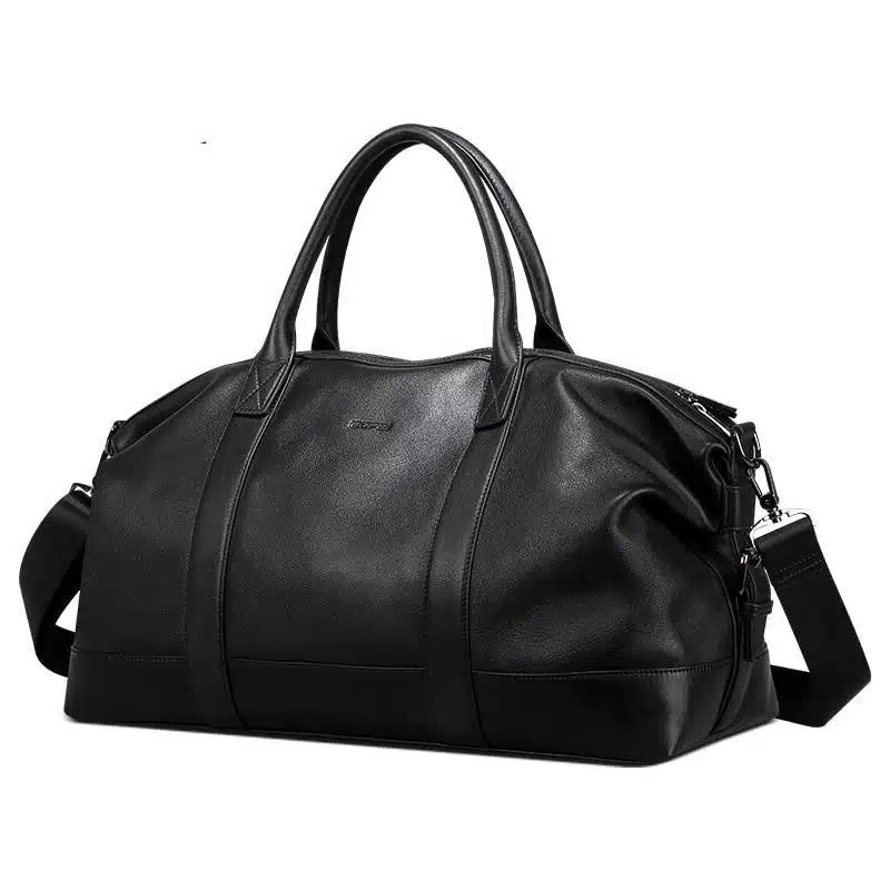 sac de voyage casual noir en cuir
