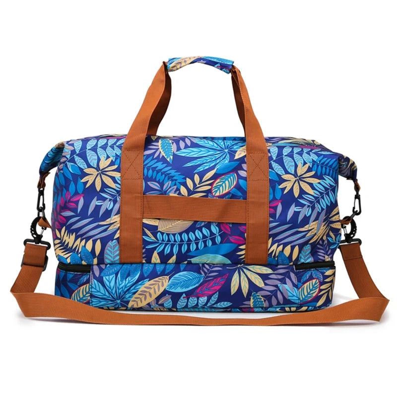sac de voyage coloré avec motifs fleuris