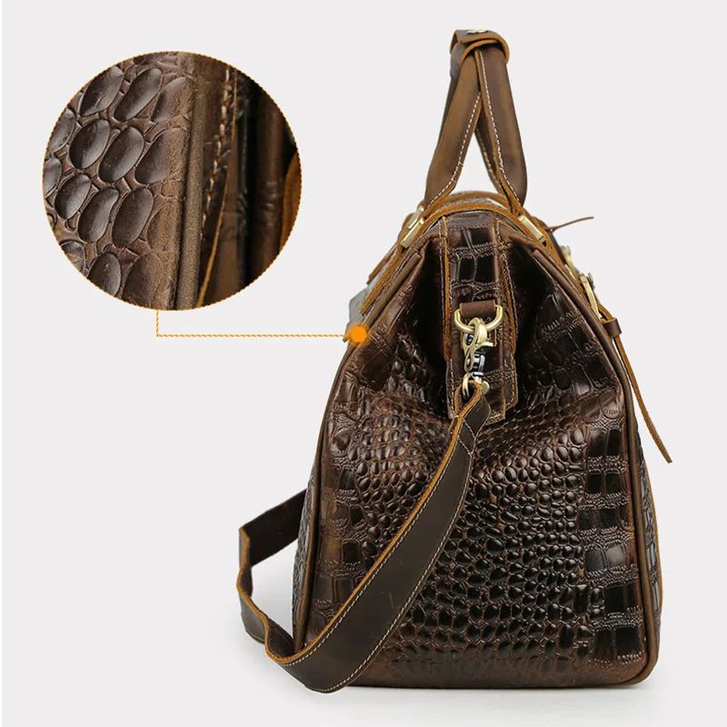 sac de voyage cuir crocodile