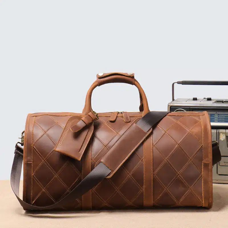 sac de voyage élégant en cuir véritable pour homme