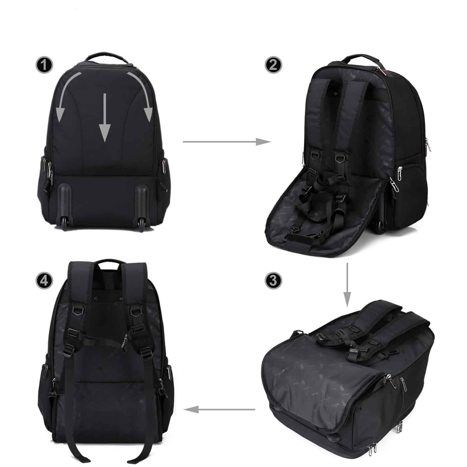 sac de voyage élégant noir à roulettes