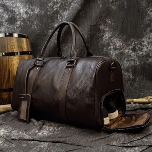sac de voyage en cuir avec emplacement pour chaussures