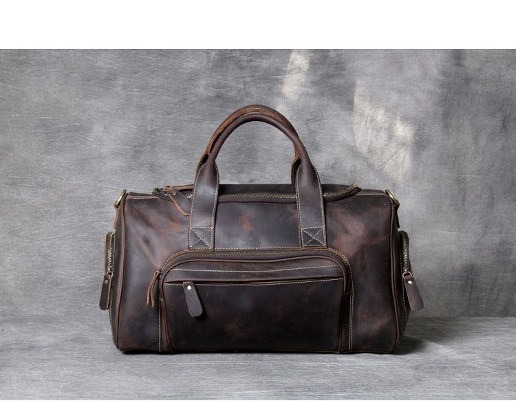 sac de voyage en cuir brun pour hommes