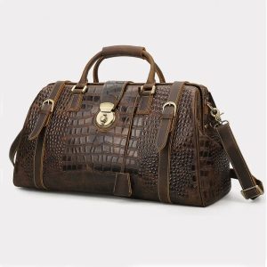 sac de voyage en cuir style écaille de crocodile