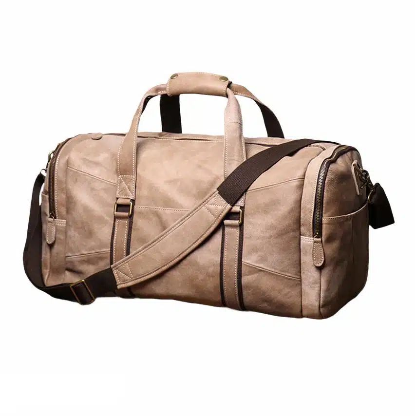 sac de voyage en cuir véritable avec bandoulière