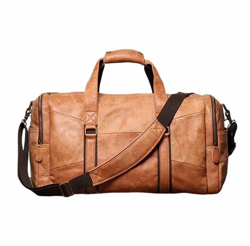sac de voyage en cuir véritable vintage