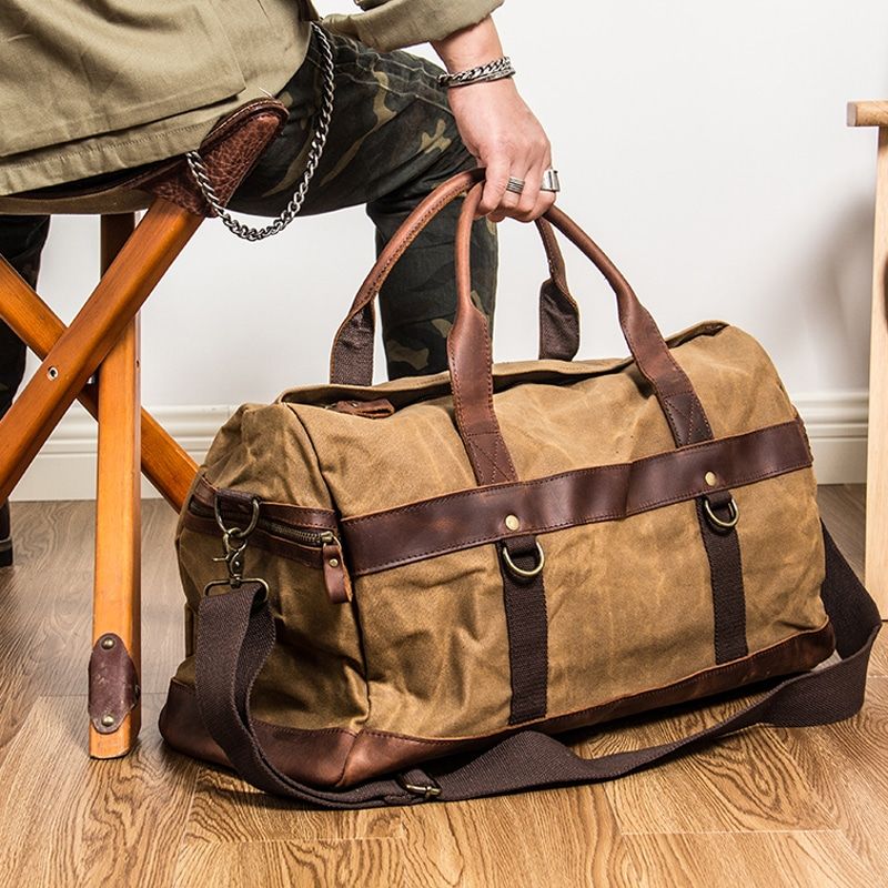 sac de voyage en toile cirée beige imperméable