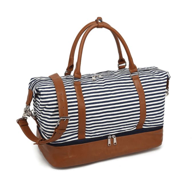 sac de voyage en toile rayé avec bandoulière